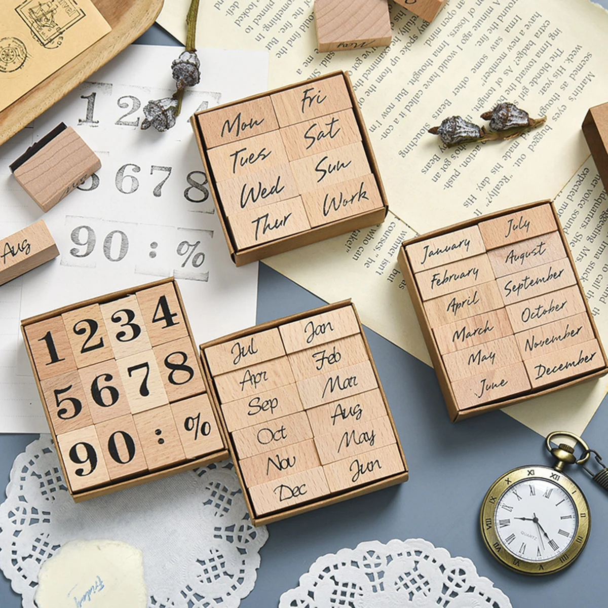 Rubber Date Stamp - Drewniany stempel gumowy z datą, 12