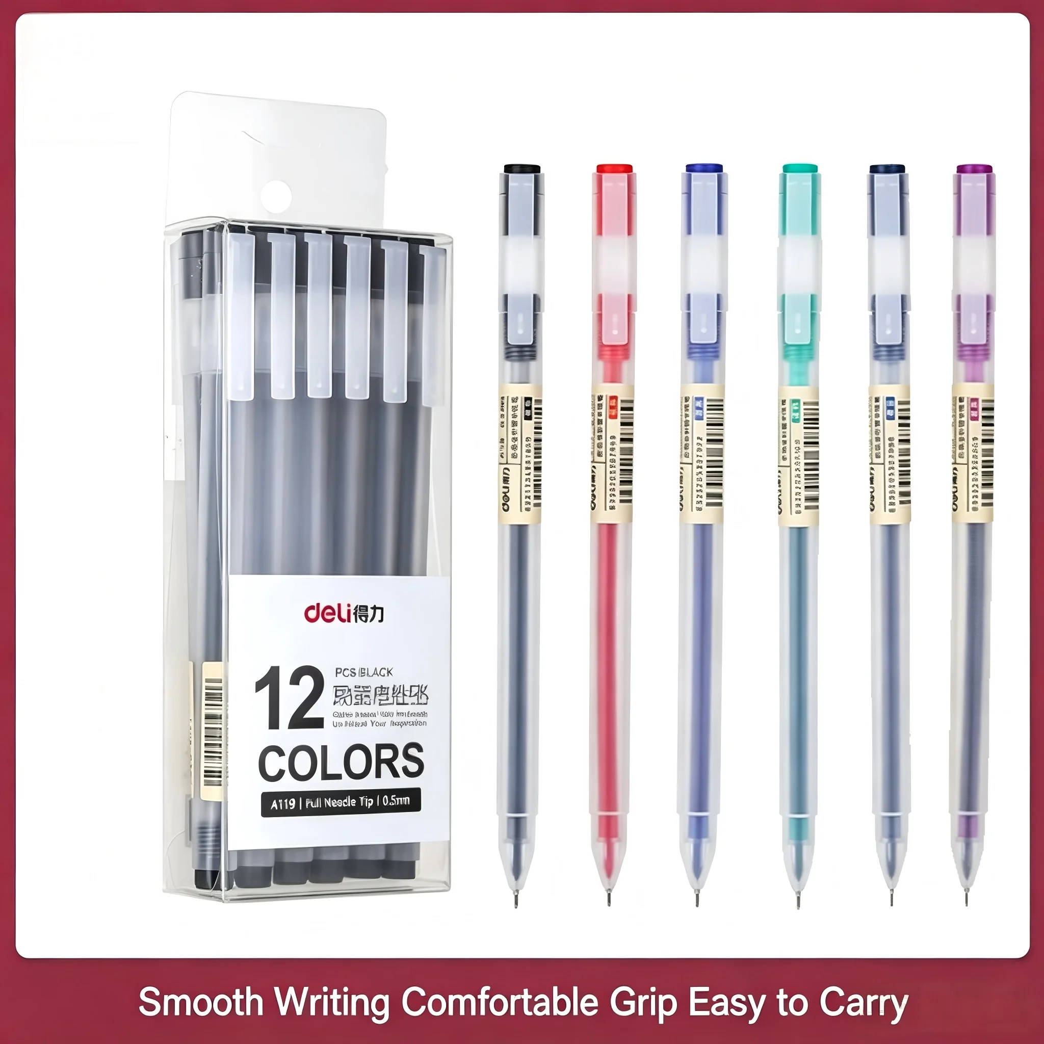 Muji Stationery Gel Pen - Długopisy żelowe A119, czarne, 0.5mm, z