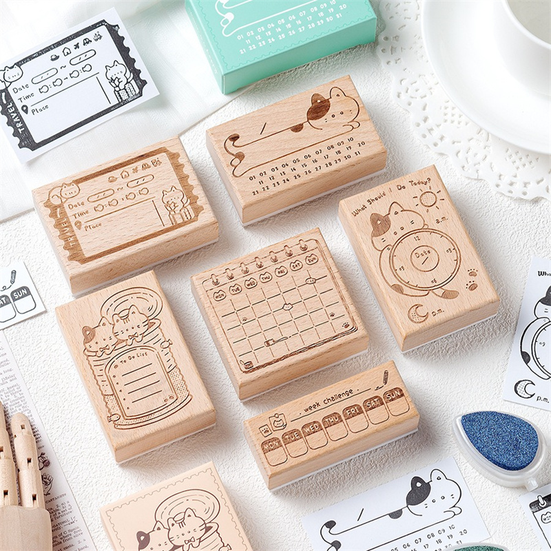 Uroczy Kotek Drewniany Stempel – Rubber Date Stamp recenzja i cena